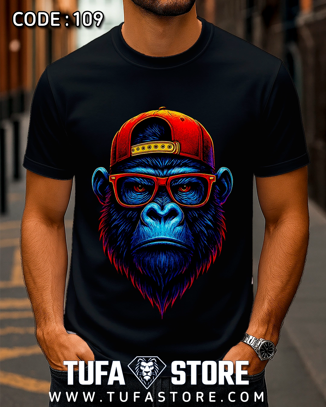 Cool Gorilla with Cap & Glasses T-Shirt
