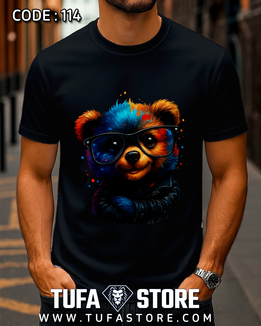 Cool Panda with Glasses & Jacket T-Shirt