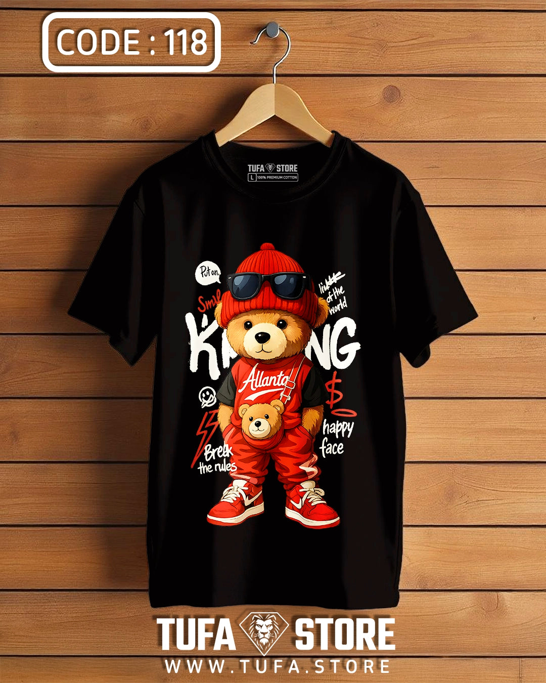 Cool Teddy Bear "King" Streetwear T-Shirt