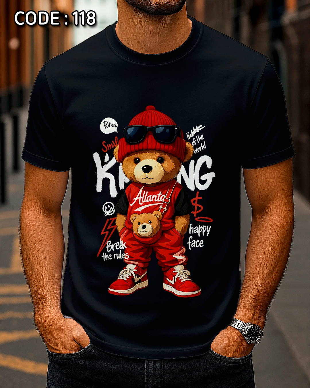 Cool Teddy Bear "King" Streetwear T-Shirt