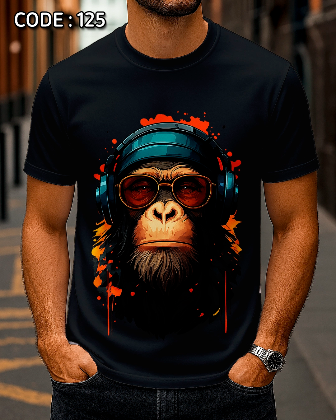 Cool Chimpanzee with Headphones & Shades T-Shirt