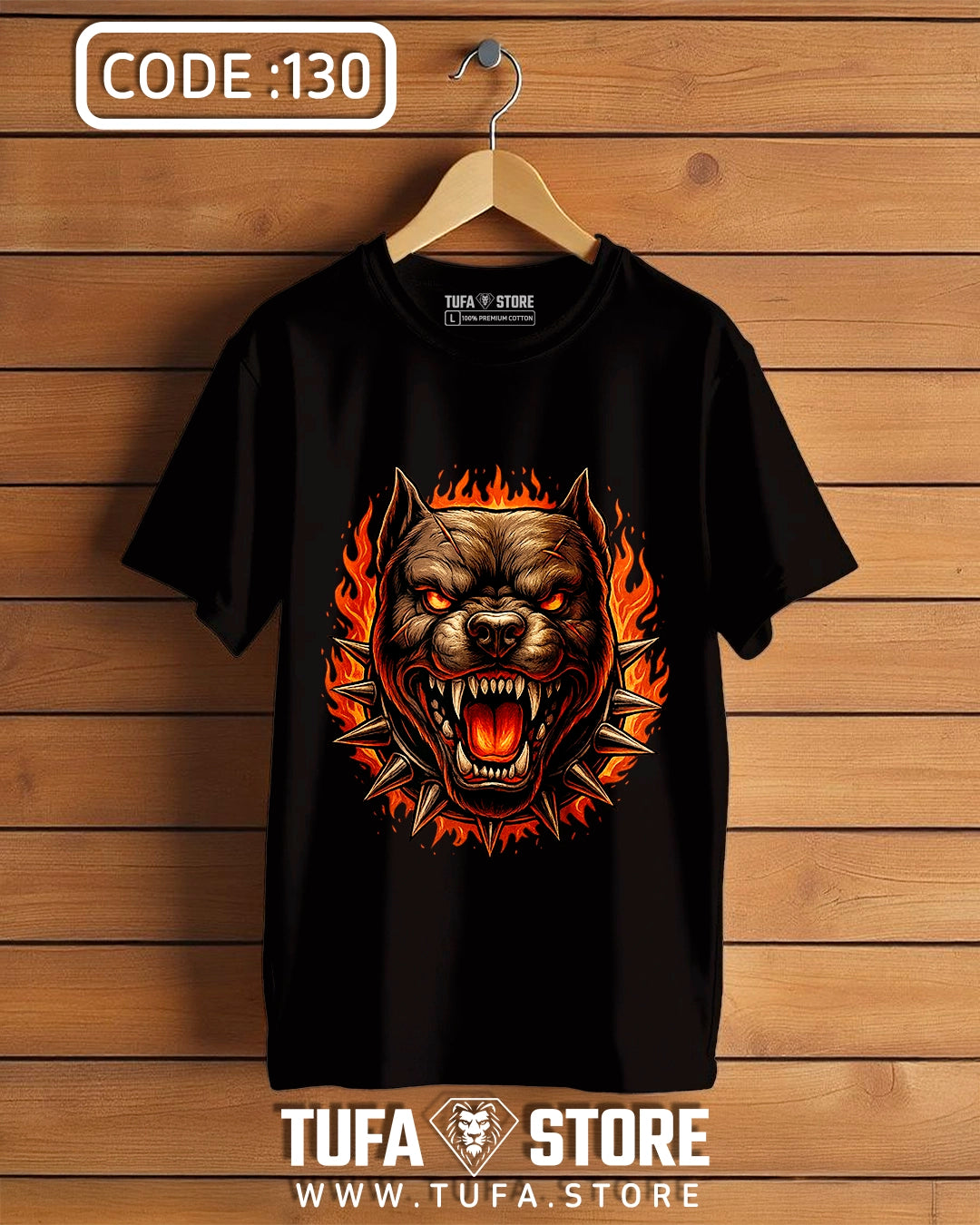 Fierce Dog Head with Flames T-Shirt