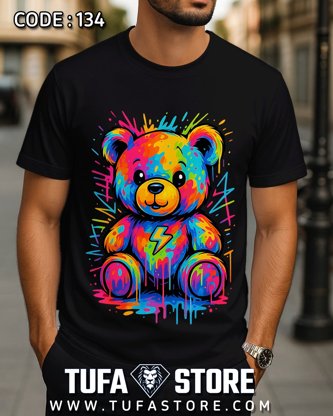 Neon Graffiti Teddy Bear T-Shirt