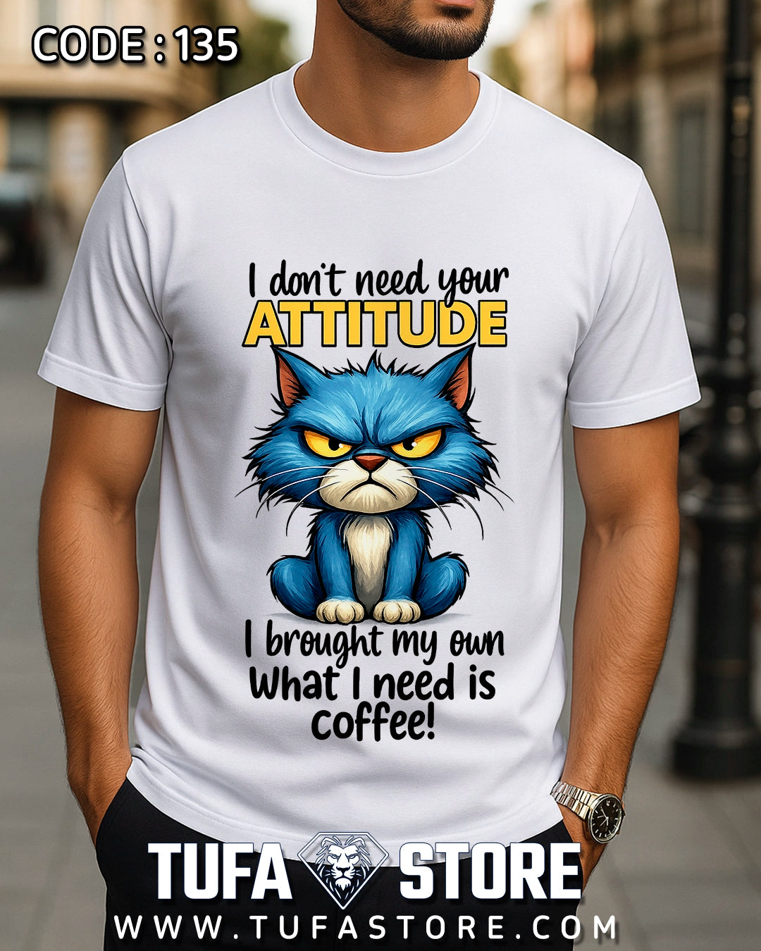 Grumpy Cat "I Don’t Need Your Attitude, I Need Coffee!" T-Shirt