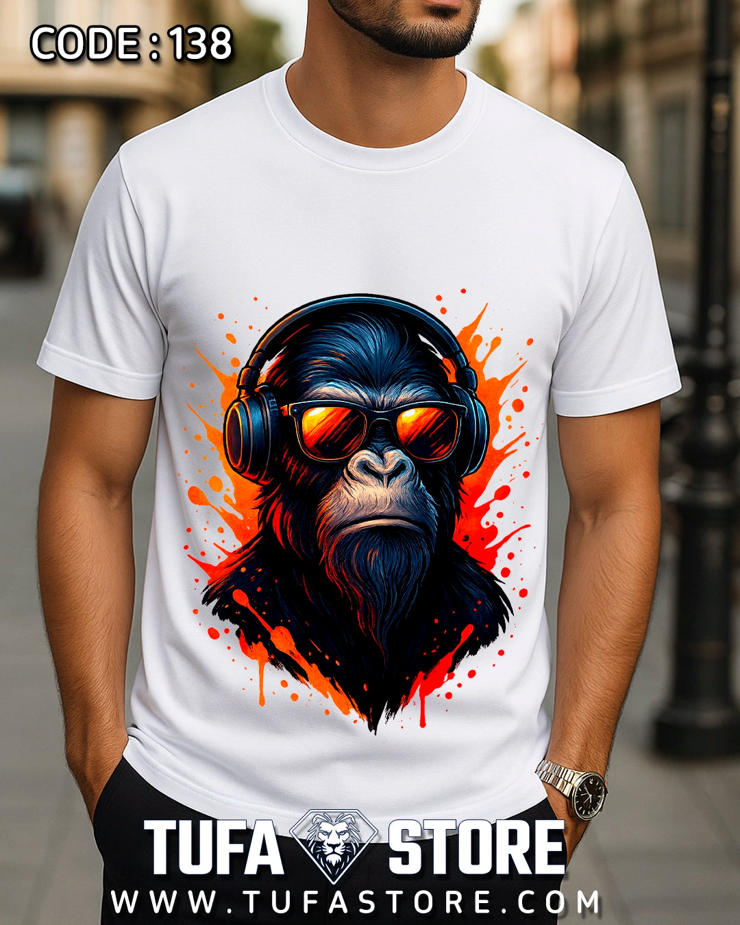 Cool Gorilla with Headphones & Sunglasses T-Shirt