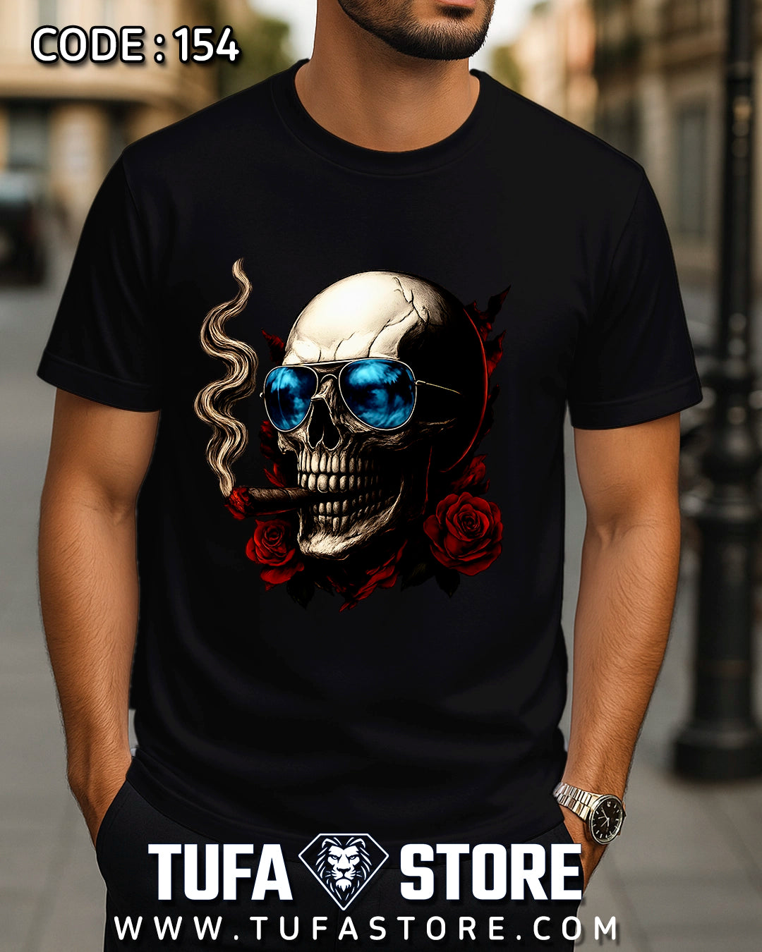 Skull with Shades & Cigar T-Shirt