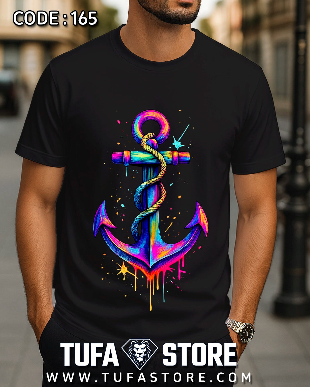 Neon Anchor Graffiti T-Shirt