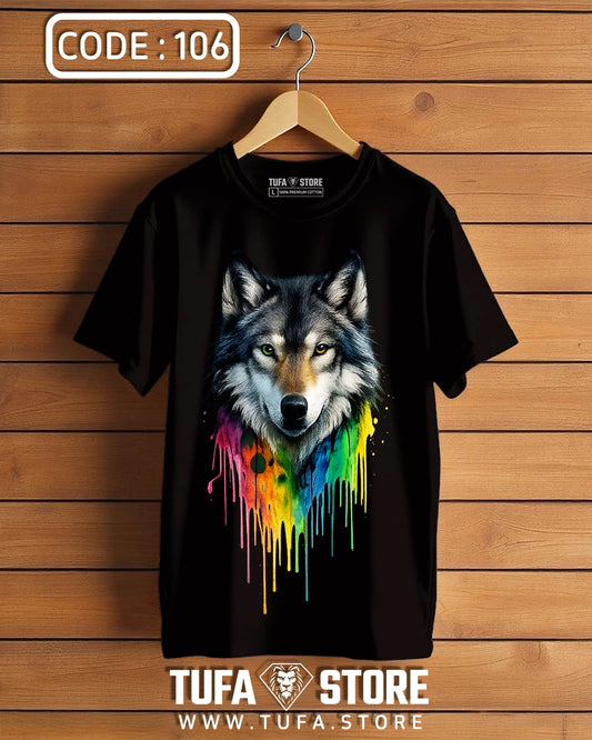 Wolf Head Rainbow Splash T-Shirt
