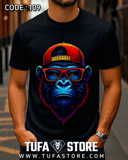 Cool Gorilla with Cap & Glasses T-Shirt