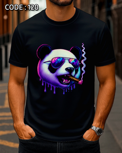 Cool Panda with Cigar & Neon Shades T-Shirt