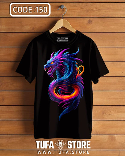 Neon Gradient Dragon Head T-Shirt