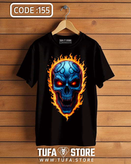 Flaming Blue Skull T-Shirt